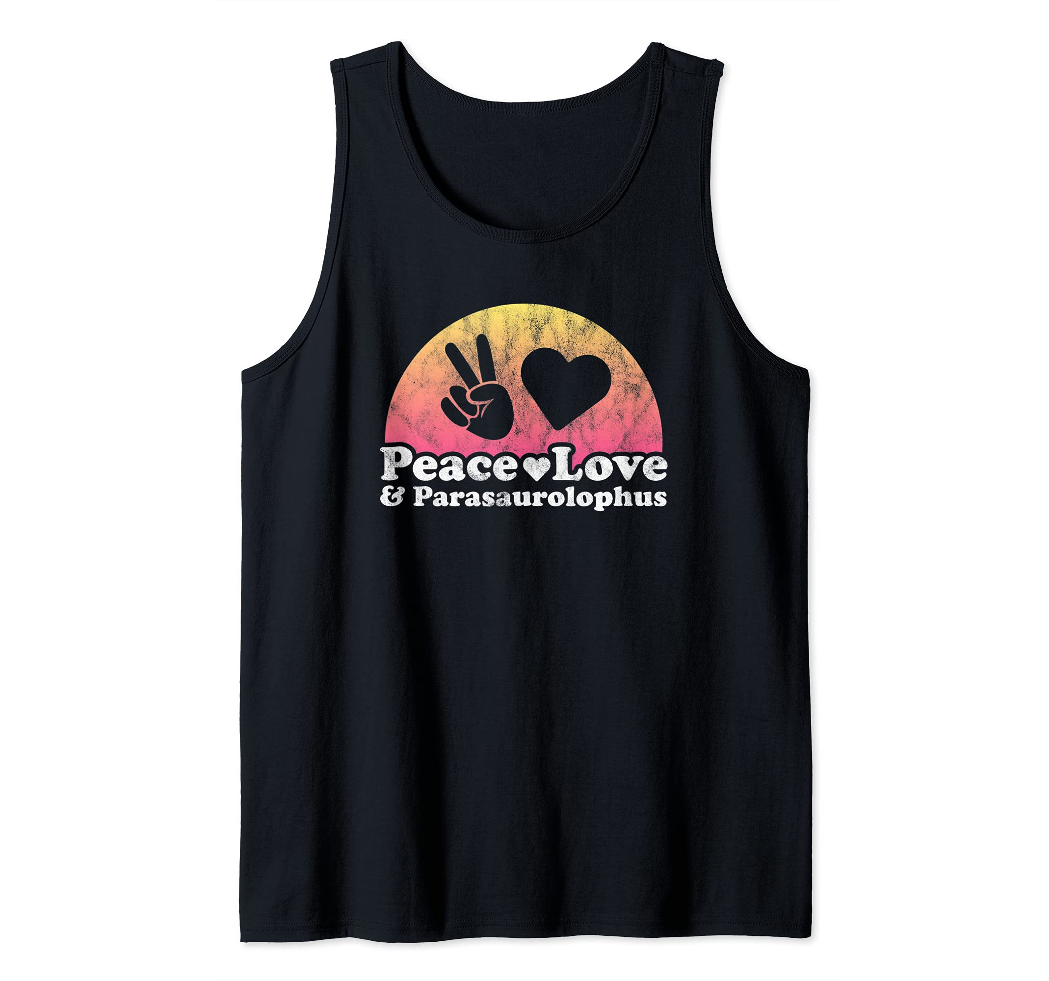 Peace Love and Parasaurolophus Dinosaur Tank Top