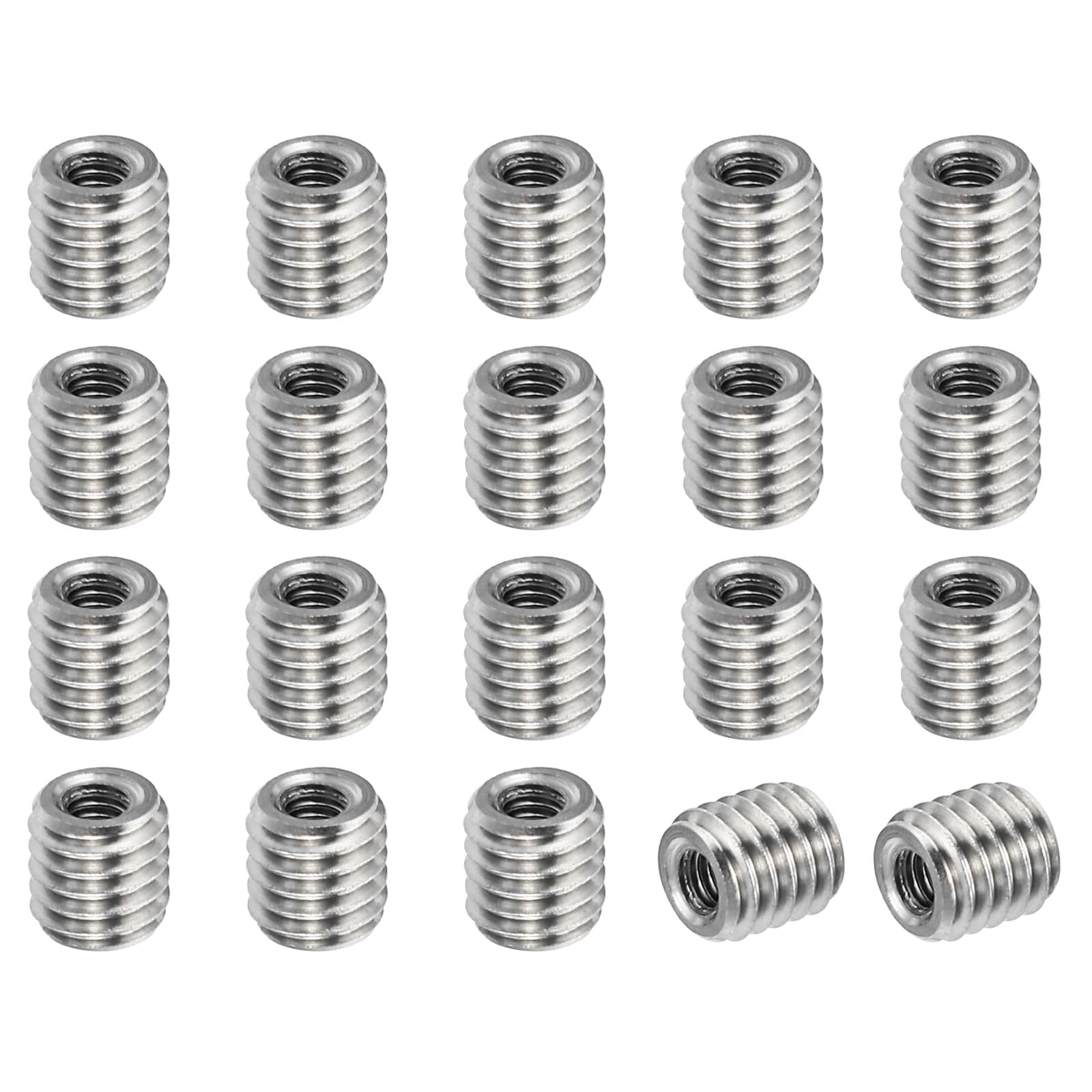 PATIKIL 304 Stainless Steel Thread Adapters Sleeve Reducing Nut, 20 Pcs M5x0.8 Male to M2.5x0.45 Female Repair Insert Nut Screw Reducer 5mm