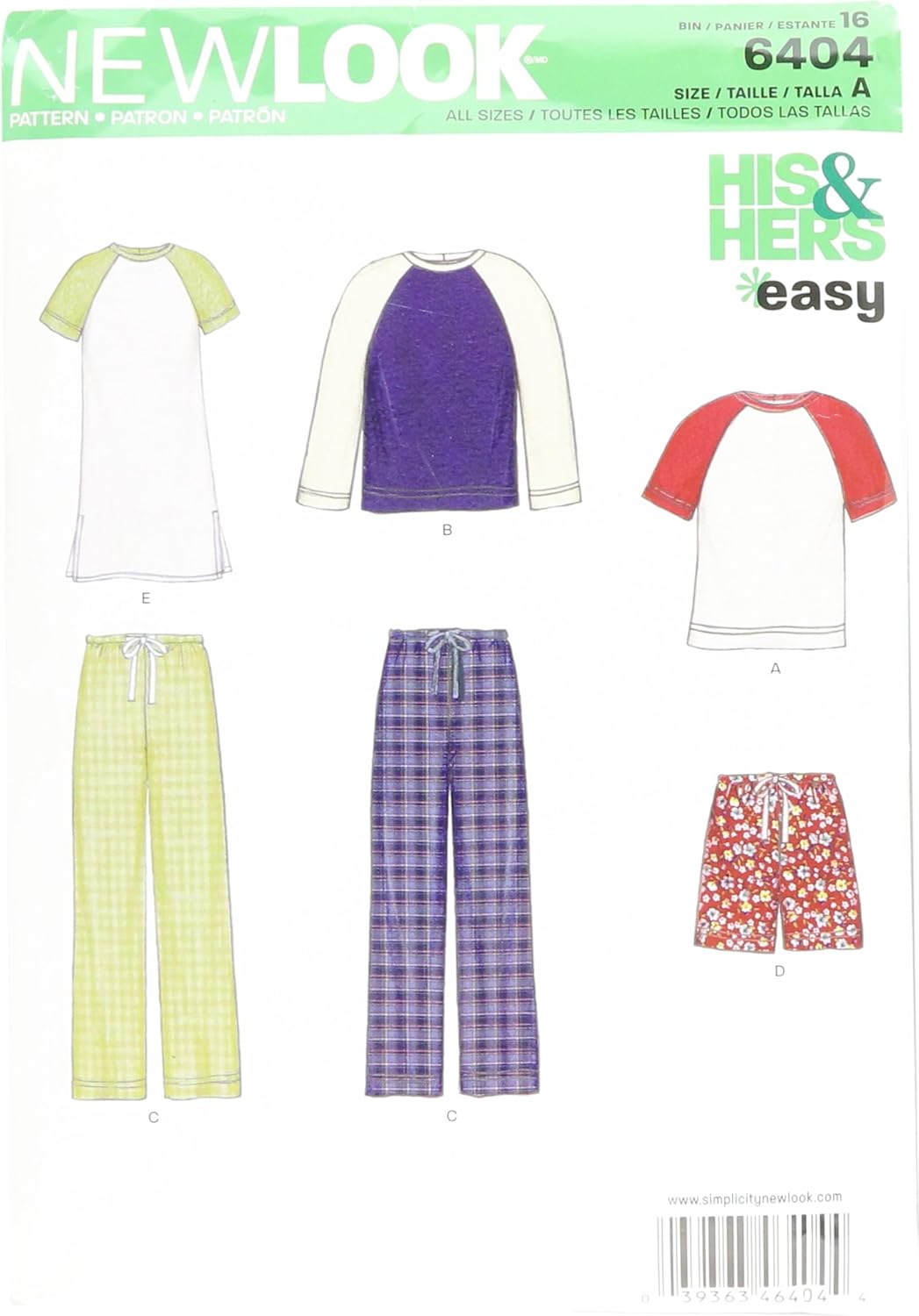 New Look Sewing Pattern 6404 Misses' and Men's Separates, Size Amazon