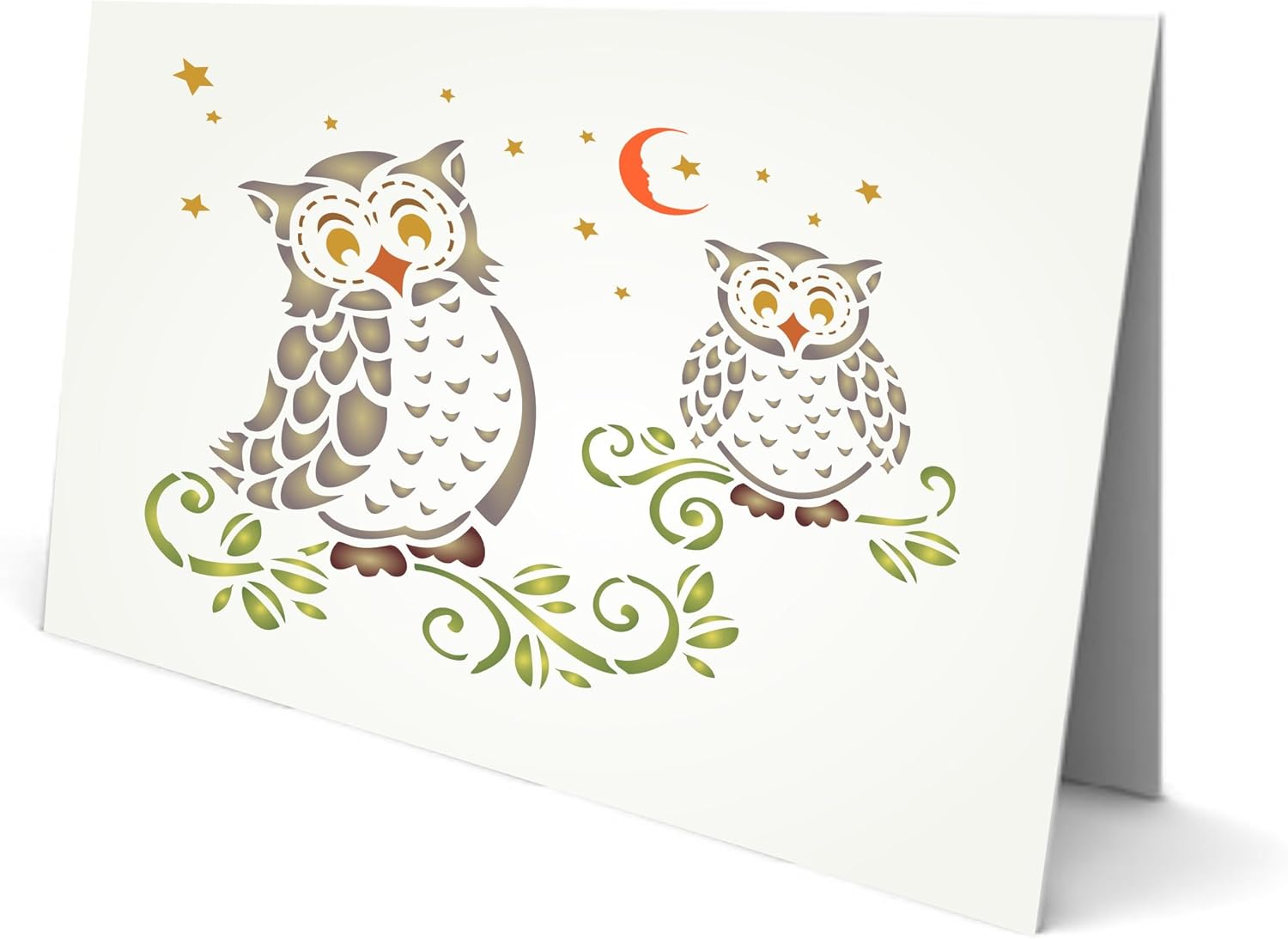 Owls Stencil - 16.5 x 11.5cm (M) - Reusable Nocternal Barn Animal Wildlife Wall Stencil Template - Image 4