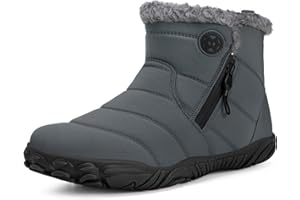 Womens Mens Barefoot Snow Boots Warm Ankle Booties Fur Lined Winter Shoes Outdoor Sneakers with Zero Drop Sole & Wide Toe Box