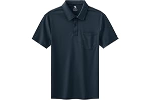 BASUDAM Men's Polo Shirts with Pocket Outdoor Quick Dry Short Sleeve Active Performance