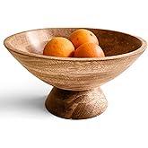 Fairwood Way - Brown Pedestal Bowl - 10 Inch, Wide Brown Footed Bowl as Fruit, Key, Decorative, Candy Holder or Centerpiece, Wooden Bowl Decorative for Kitchen, Dining Table & Modern Home Accessories