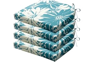 LOVTEX Outdoor Chair Cushions Set of 4, Outdoor Patio Chair Cushions with Ties,Waterproof Chair Cushions for Outdoor Furniture, 17 x 16 x 2 inch, Daisy