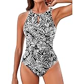 Tempt Me Women One Piece Swimsuits Tummy Control Bathing Suits High Neck Cutout Twist Front Swimwear
