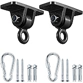 Swing Set Brackets, MDAIRC Heavy Duty Swing Hangers for Wooden Sets Playground Porch Indoor Outdoor & Hanging with Snap Hooks (2 Pack Black Swing Hook)