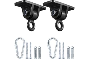 Swing Set Brackets, MDAIRC Heavy Duty Swing Hangers for Wooden Sets Playground Porch Indoor Outdoor & Hanging with Snap Hooks (2 Pack Black Swing Hook)