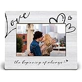 KU-DaYi Wedding Engagement Gifts for Couples Mr and Mrs 8x10 Picture Frame, Couples Gifts for Him and Her, the Beginning of Always Wall & Tabletop Wooden Photo Frame Fits 5x7 Photo