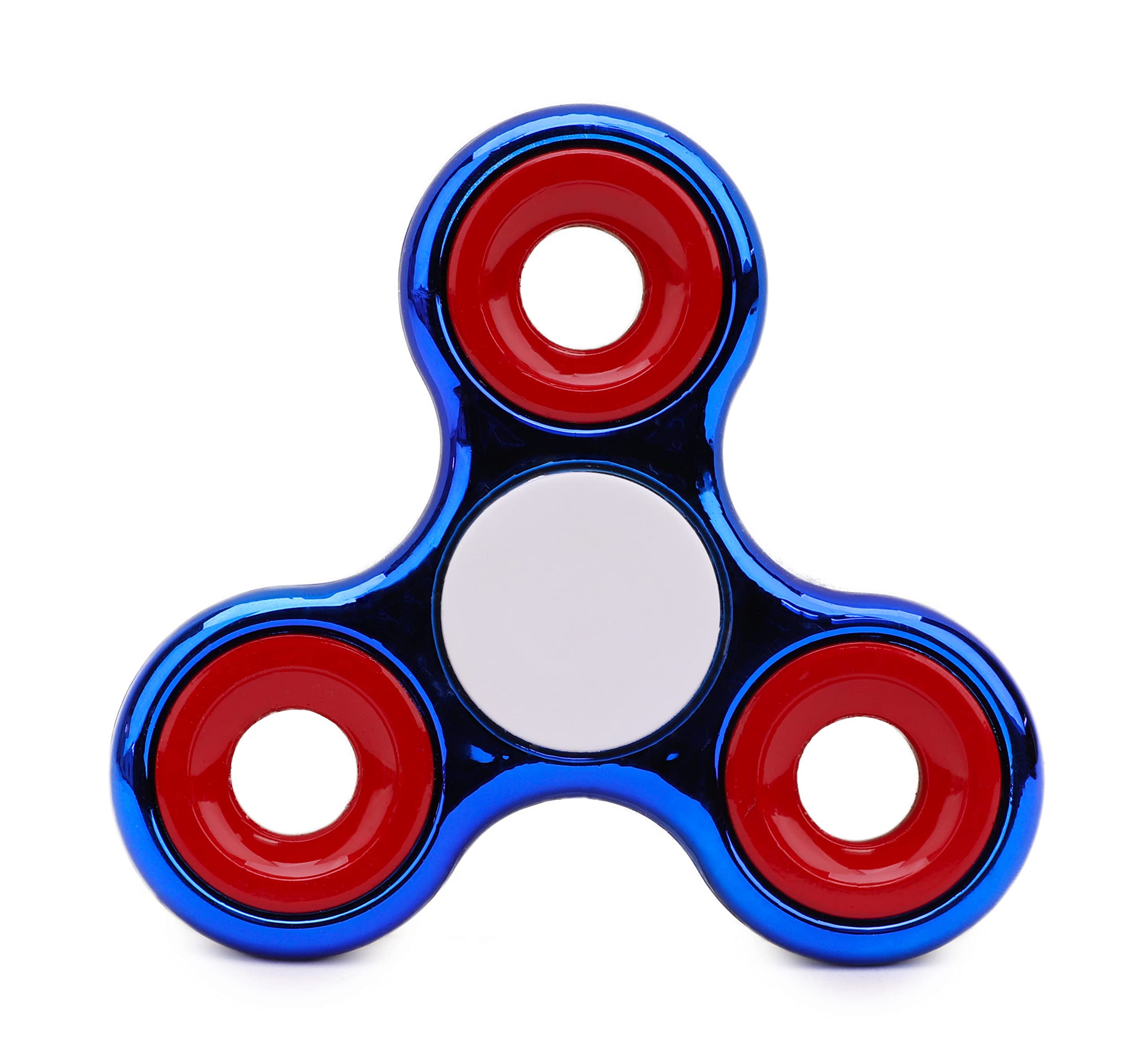 Toyland® Fidget Hand Spinner - Stress and Anxiety Relief - 38 Designs To Choose From (Metallic Blue & Red Rings)