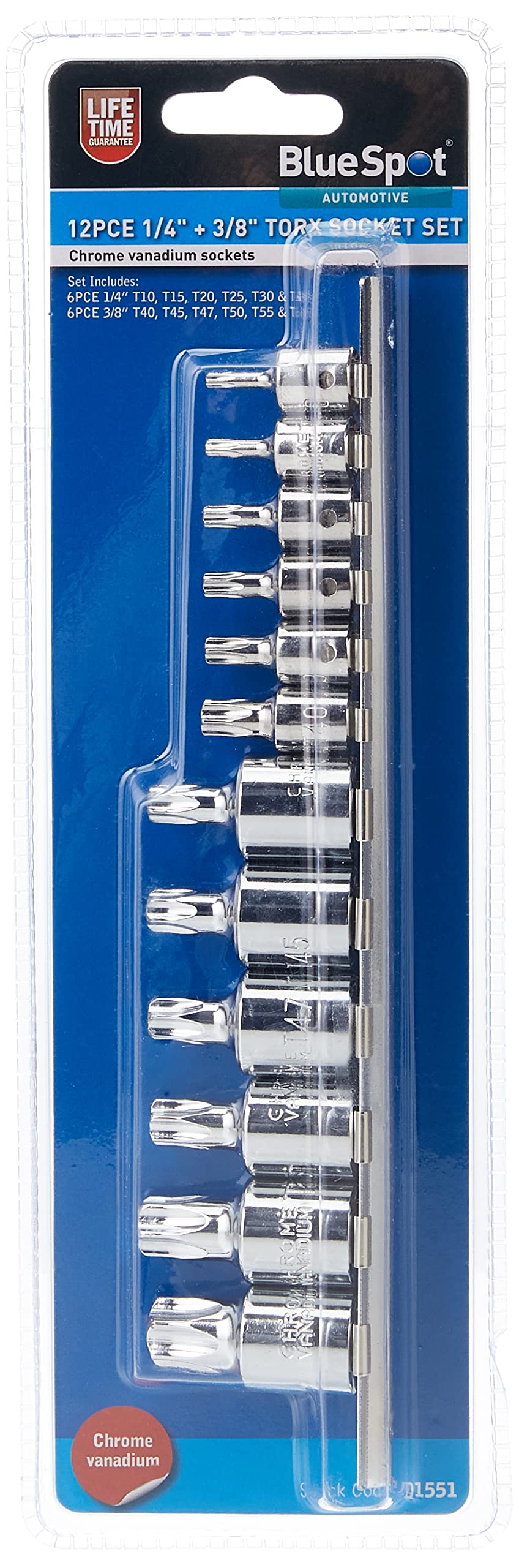 Blue Spot 01551 12 Piece 1/4 & 3/8 Inch Torx Sockets