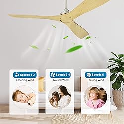Depuley 52 Inch Remote Ceiling Fan Without