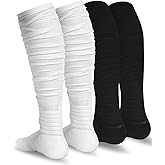Finerview Scrunch Football Socks 2 Pairs, Extra Long Padded Sports Socks for Men & Women