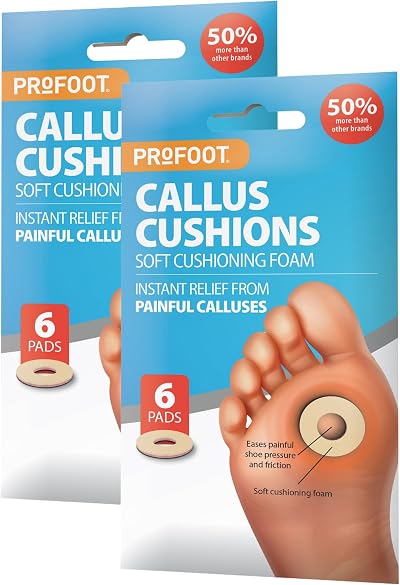 PROFOOT Callus Cushions 6 Super Soft Foam Pads Hypoallergenic Adhesive