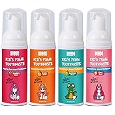 NOHOO Fluoride Free Foam Toothpaste Kids Fruit Flavour,Natural Training Toothpaste for Baby Toddler Children Oral Cleaning and Cavity Protection Strawberry Orange Peach Cantaloupe