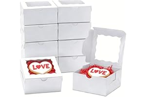 JOHOPACK 40 Pack Cookie Boxes 4x4x2 Inch Bakery Boxes with Window Treat Box Chocolate Covered Strawberries Box for Christmas 
