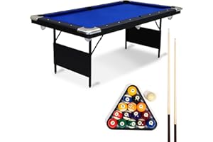 EastPoint Sports Easy Setup Folding Billiard Table - No Assembly Required, Just Unfold and Play Pool Anywhere - Basement, Game Room, Living Room, or Garage