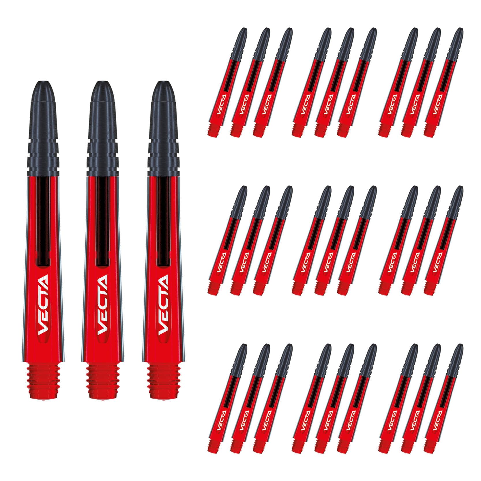 WINMAU Vecta Red Medium Polycarbonate Dart Stems (Shafts) - 10 sets per pack (30 dart stems in total)