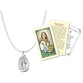 Saint Dymphna Pendant - with Laminated Saint Dymphna Prayer Card, Lord's Prayer Card - Saint Dymphna Jewelry Necklace - St Dymphna Pendant, Patron Of Nervous Disorders And Mental Disease - 2 Items Set