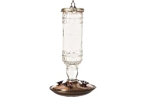 Perky-Pet Antique Glass Bottle Hummingbird Feeder - Outdoor Garden Décor Hummingbird Feeder - 8107-1SR - 10 Fl Oz Nectar Capacity - Durable Humming bird Feeder for Backyards, Porches, Decks, Hooks
