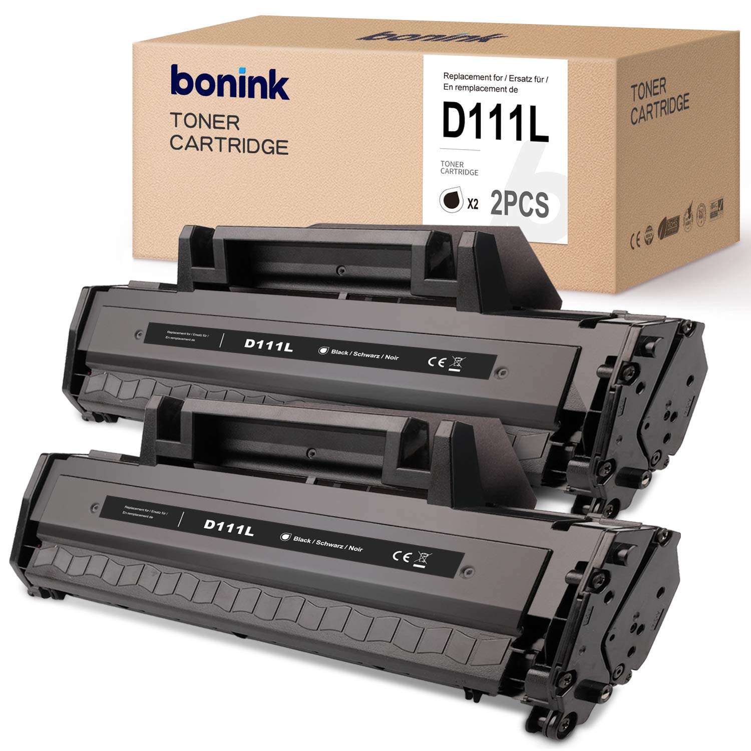 BONINK Compatible Toner Samsung MLT-D111S MLT-D111L for Samsung Xpress M2026W M2026 M2070 M2070FW M2020W M2020 M2022W M2022 (2 Black)