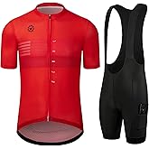 GCRFL Men's Cycling Jersey Sets Road Bike Jersey Riding Shirts Lightweight, Bib Shorts with Pockets Padded