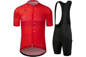 GCRFL Men's Cycling Jersey Sets Road Bike Jersey Riding Shirts Lightweight, Bib Shorts with Pockets Padded