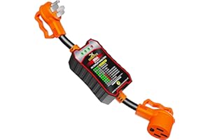 CARMTEK RV Surge Protector 50 Amp - RV Circuit Analyzer with Integrated Surge Protection - Smart 50 Amp Surge Voltage Defender with Grip Handles