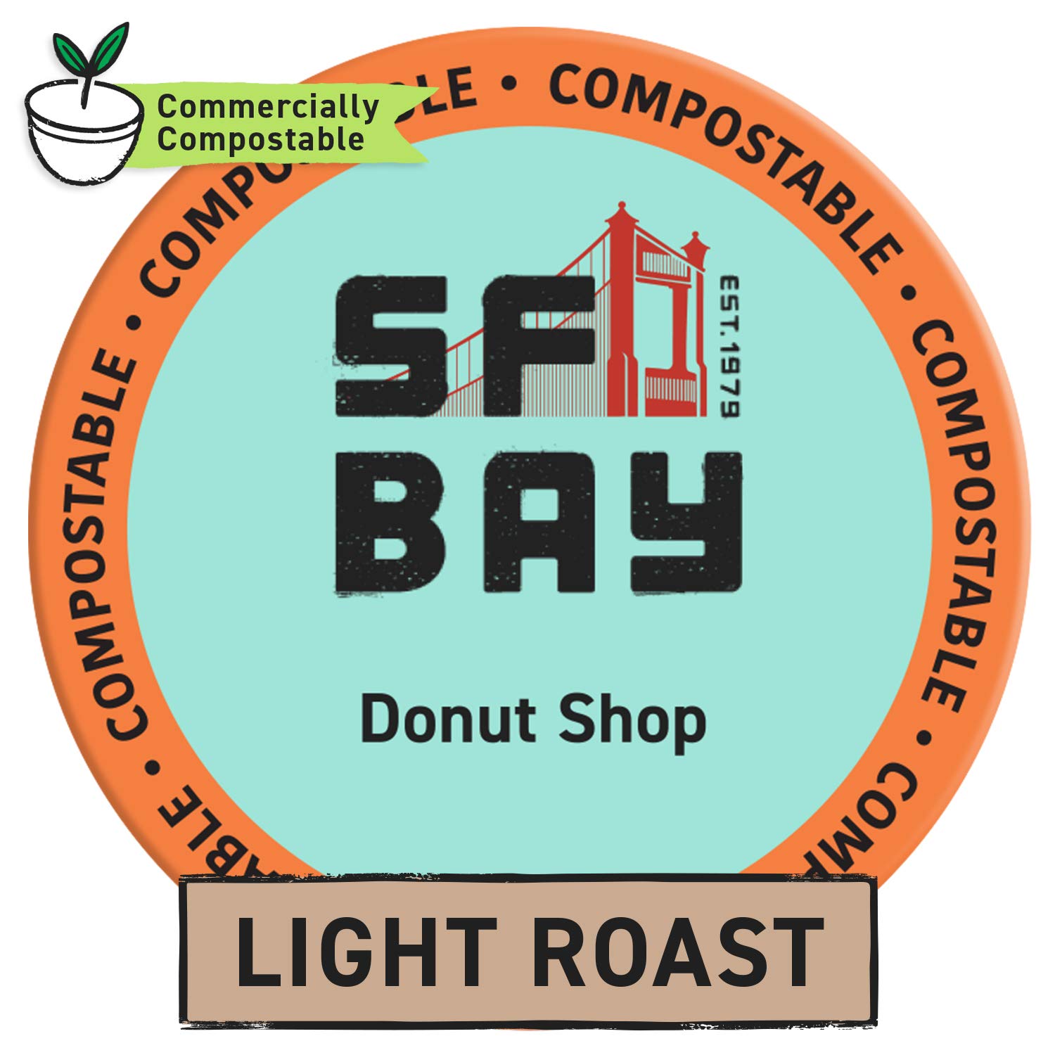 SF Bay Coffee Donut Shop, Light Roast Compostable Coffee Pods, K Cup Compatible including Keurig 2.0 (Packaging May Vary), 36 Ct