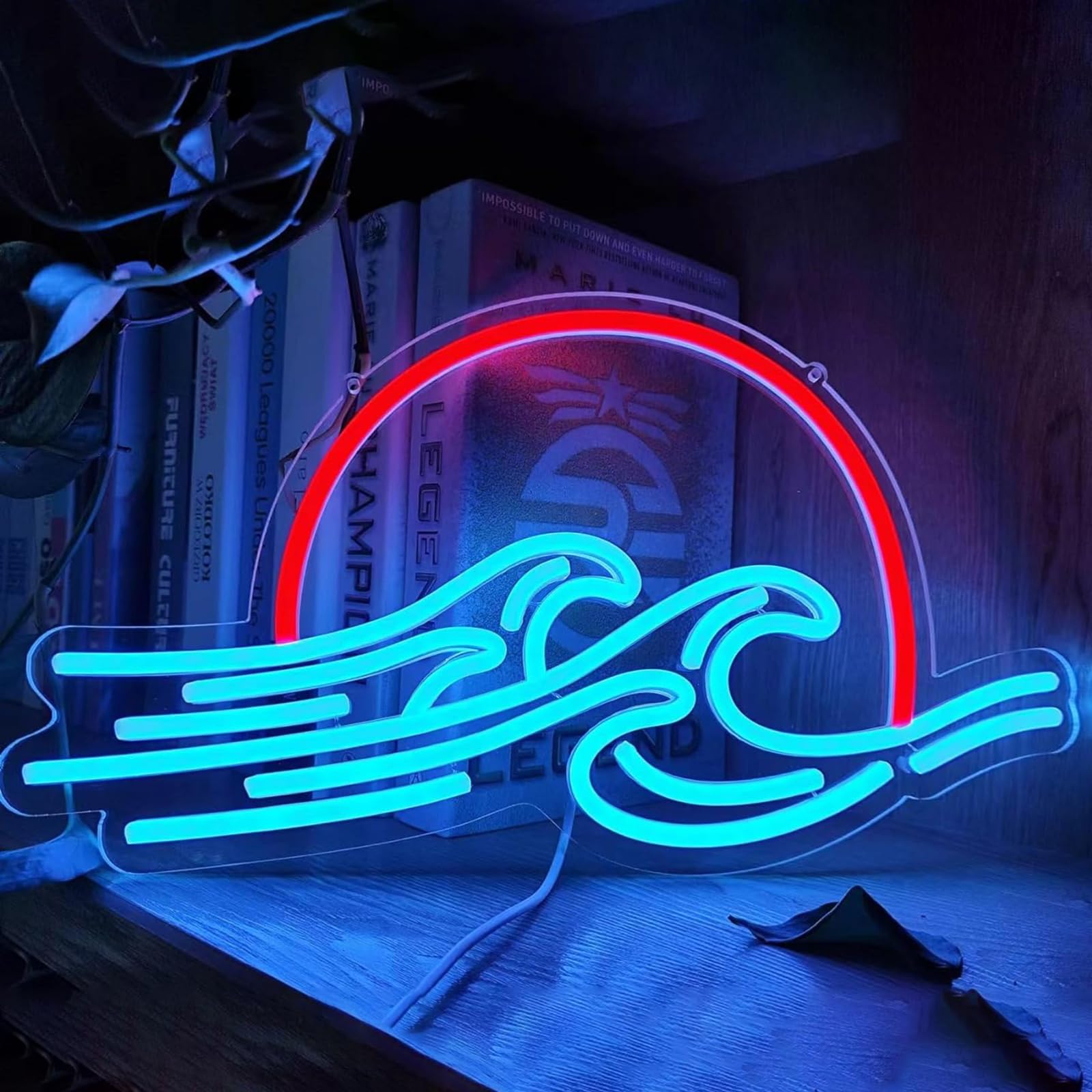 Dimmable Neon Sunrise Sunset Sign LED Anime Neon Sign for Wall Decor, Hanging Acrylic Sunset Wave Neon Night Light for Gameroom Teens Dorm Party Gifts(Sunset Wave)