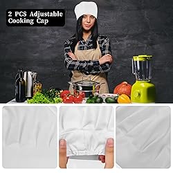 TIESOME 2PCS Chef Hat Adjustable Elastic Baker