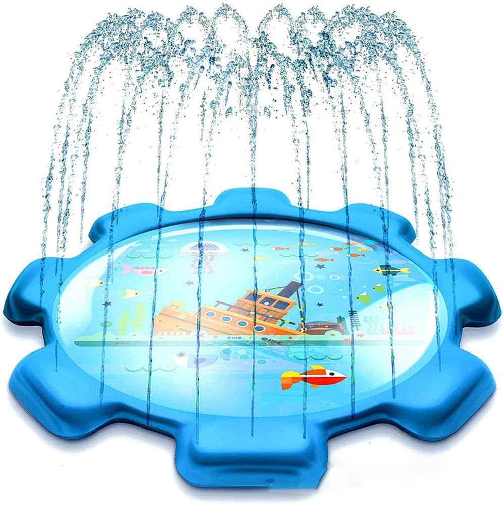 LPing 75 Inch Sprinkler And Splash Play Mat Splash Pad Water Play Mat Sprinkling Pool For Toddlers Summer Outdoor Garden Family Activities Water Toys,0.22mm Thick