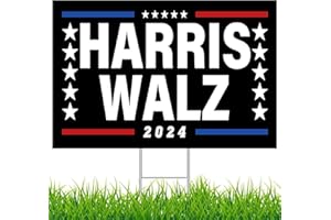 QZQAB Harris Walz 2024 Yard Sign Kamala Harris For President Yard Sign Save Democracy Outdoor Lawn Garden Sign 18x12 inches Double Sided with Metal Stake