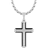 Men's Black Stainless Steel Necklace Crucifix Pendant Men 24" Chain With Pendant