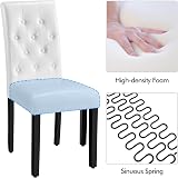 Yaheetech Faux Leather Dining Chairs Set of 2 White High Back Rubber Wood Legs view 4