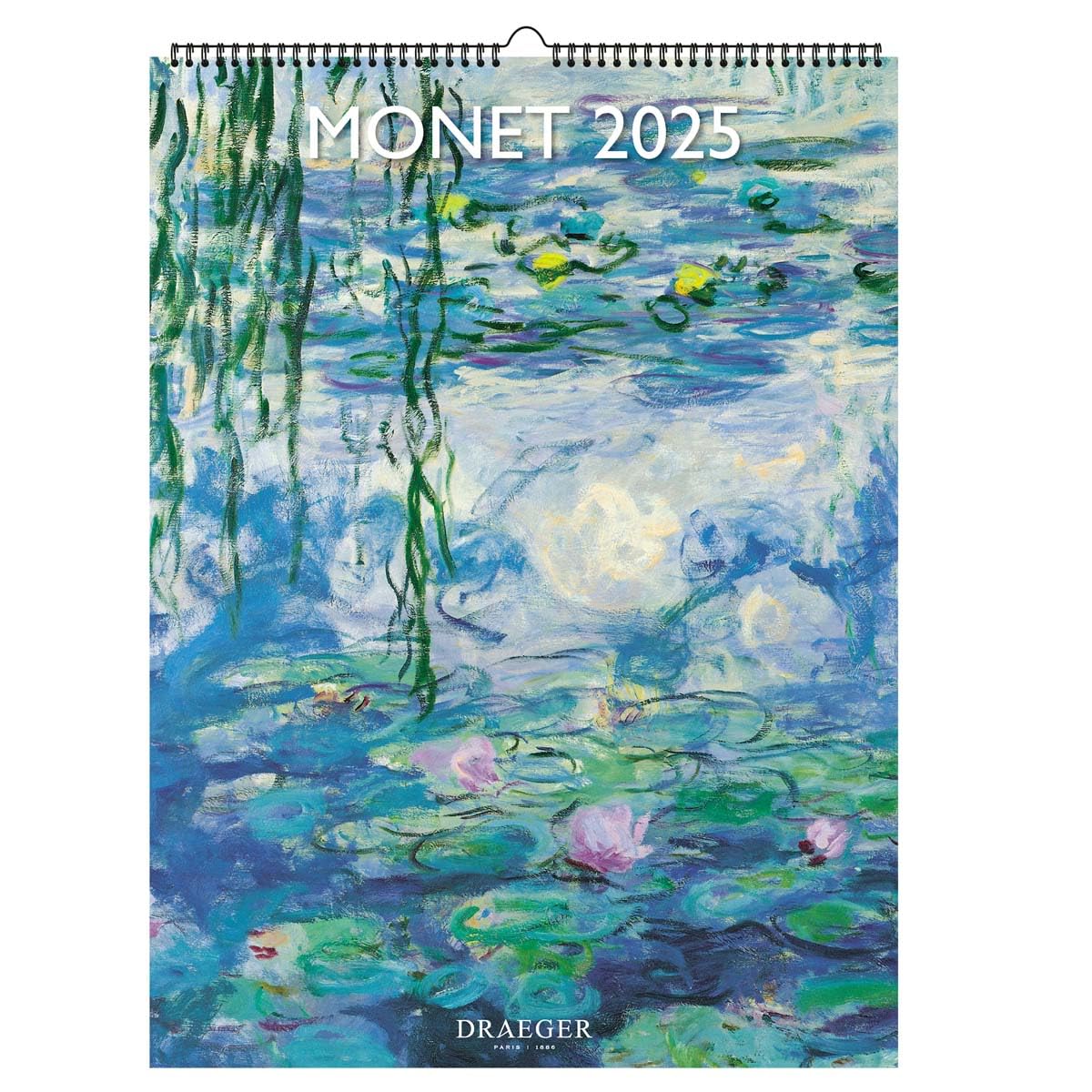 DRAEGER PARIS 1886 - Large Format Wall Calendar 29 x 39 cm 2025 - Monet Theme - 12 Detachable Photos - Multilingual - FSC Paper & Vegetable Inks - Eco Planner for Home & Office