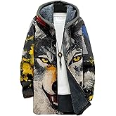 BIVENANT Mens Long Cardigan Hoodies Color Block Hooded Jacket Horse Print Open front Sweater Hoodie with Pockets Coat