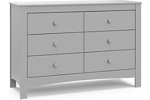 Graco Noah 6-Drawer Dresser (Pebble Gray) – GREENGUARD Gold Certified, Gray Dresser for Bedroom, Kids & Nursery Storage Chest, Safety Interlocking Drawers, Pre-Installed Tracks, Kids Chest