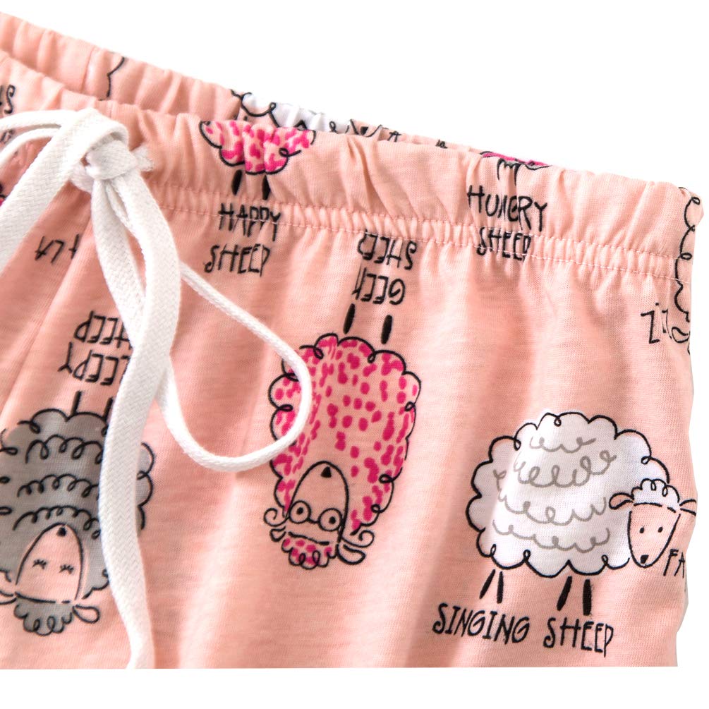 ENJOYNIGHT Women\'s Short Sexy Pajama Set Sweetness Racerback Tank and Shorts Sleepwear PJs Set (Sleepy Sheep, XXL (24-26))
