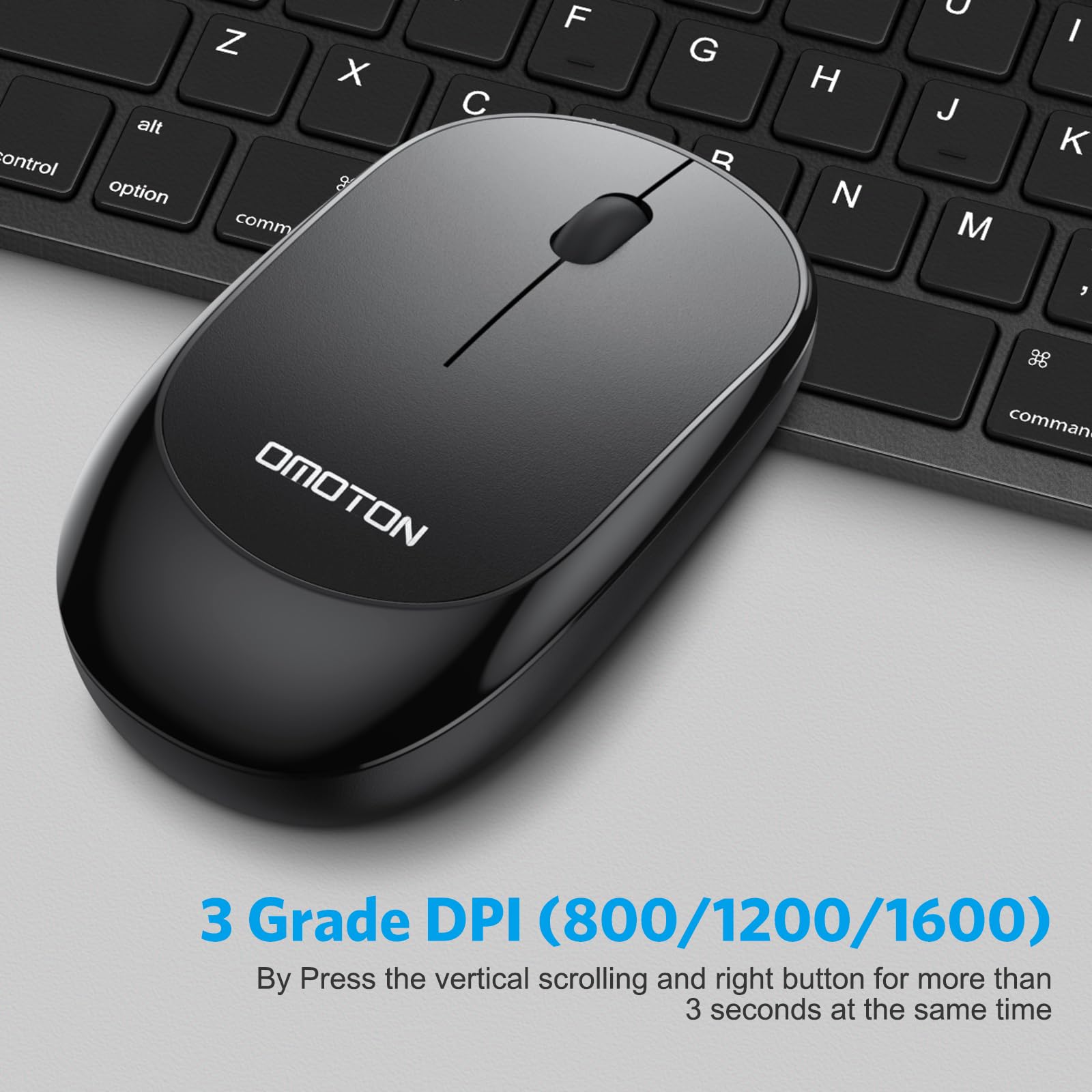 OMOTON Bluetooth Keyboard & Mouse Combo, Wireless Set for iPad Pro 13/11 (2024)/12.9, 10th/9th/8th/7th Gen, Air 6/5/4 and Other Bluetooth Enabled Devices (Black)