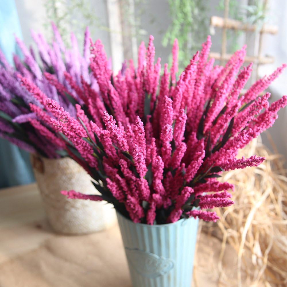 Artificial flower plant silk plastic arrangement wedding decoration table kitchen garden party decorationKanpola 12-Heads Artificial PE Lavender Fake Flower Wedding Bouquet Party Home Decor C