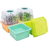 Microgreen Growing Trays, 5" x 5" Sprouting Tray with Humidity Dome, 1.2 mm Small Mesh Holes, BPA Free, Sprouter Kit for Grow