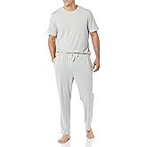 Amazon Essentials Mens Cotton Modal T-Shirt and Full-Length Bottom Pajama Set