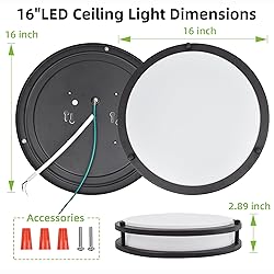 16 inch Dimmable LED Flush Mount Ceiling Light, Oil