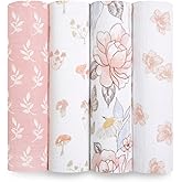 aden + anais Swaddle Blanket, 100% Organic Cotton Muslin Blankets for Girls & Boys, Baby Receiving Swaddles, Ideal Newborn & Infant Swaddling Set, 4 Pack, Earthly