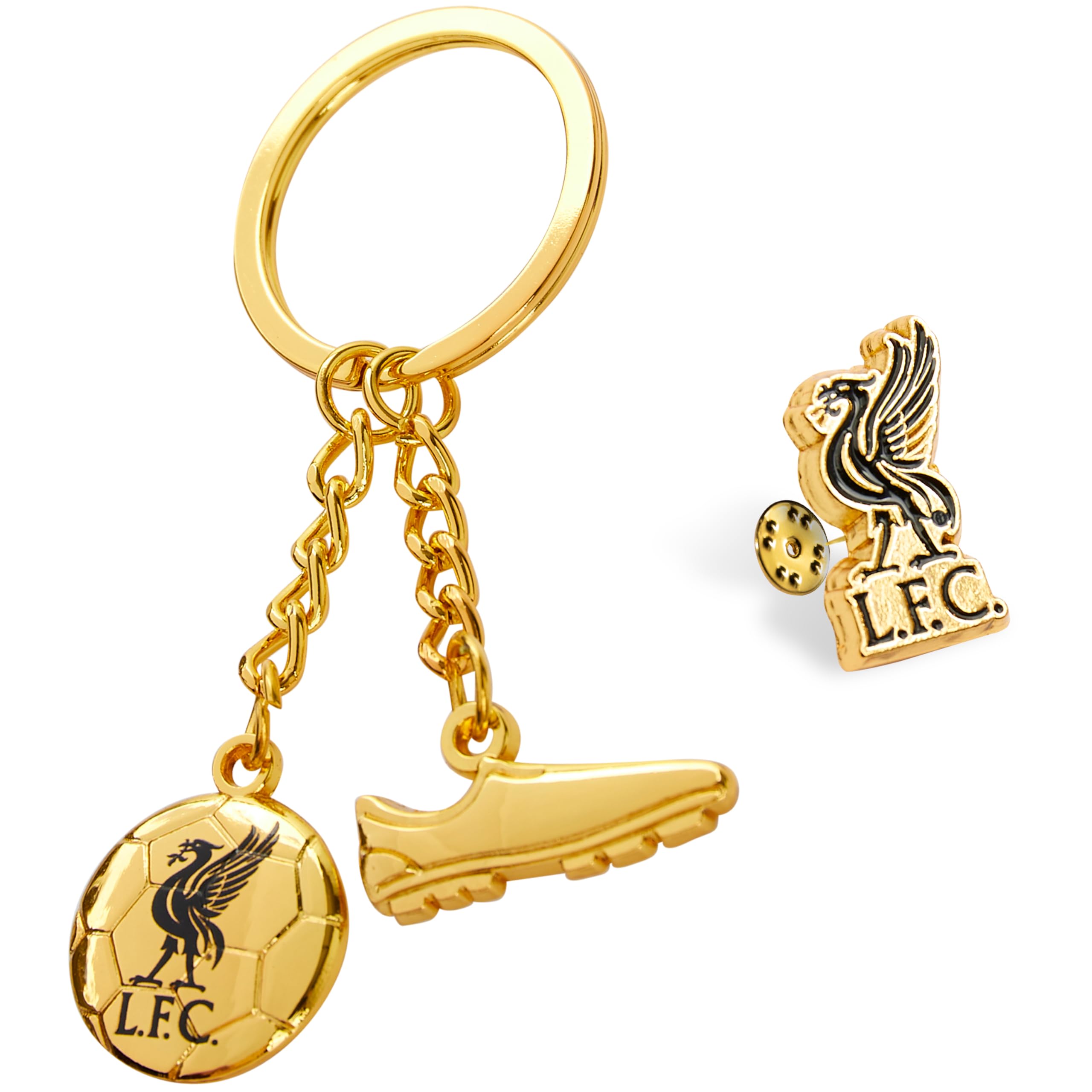 Liverpool F.C. Keyring and Pin Badge Gift Set, Supporters Gear - Liverpool Gifts