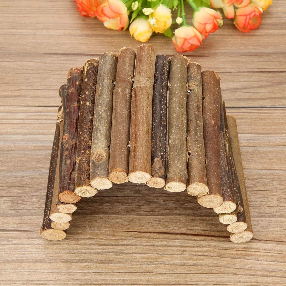 Garosa Hamster Bridge Wooden Mouse Ladder House for Reptile Mice Rodents Small Animal Chew Toy(S) - Image 4