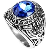 HIJONES Men's United States Army Ring with Stone | Stainless Steel, Gemstone Jewelry