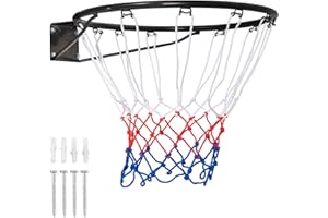 KOTEK Basketball Rim, 15"/18" Wall Door Mounted Basketball Rim Goal with All Weather Net, Basketball Hoop Replacement for Ind