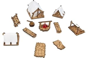TowerRex Adventurers Camp D&D Terrain, Furniture Scatter Terrain for 25mm 32mm 28mm Miniatures, DND Accessories for Dungeons & Dragons, Pathfinder, Warhammer, Wargaming Tabletop Battle Mat
