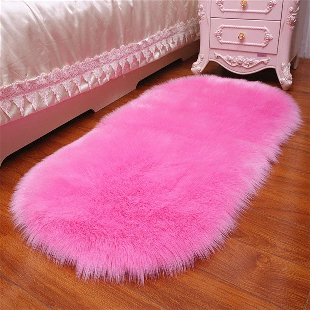 Elhouse Faux Fur Sheepskin Oval Area Rug Home Decor, Shaggy